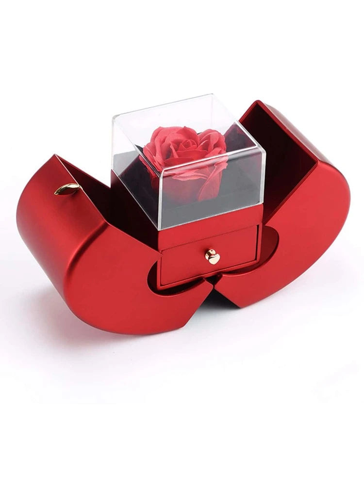 هدايا عيد ميلاد من الورد الحقيقي لصديقتها أو زوجتها في عيد الحب وعيد الأم والكريسماس والذكرى السنوية - هدية وردة محفوظة مع قلادة من الفضة الإسترلينية