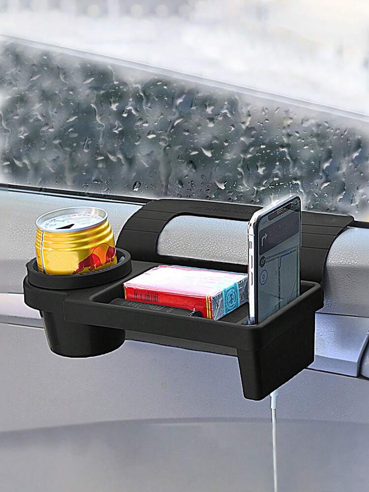 Multi-Functional Car Storage Box With Cup Holder