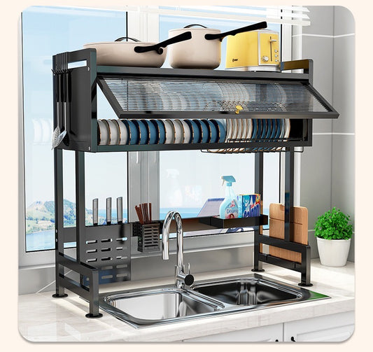 Heavy Duty Dish Rack with Closing Cover