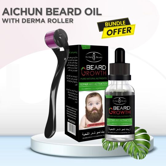 زيت اللحية للرجال وديرما رولر