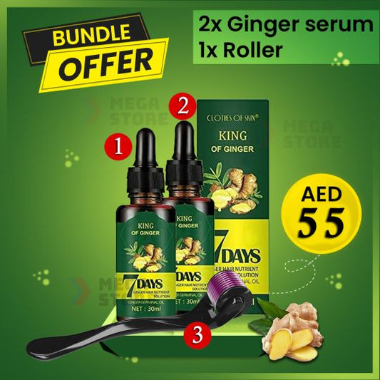 قطعتان من زيت نمو الشعر لمدة 7 أيام مع أداة ديرما رولر