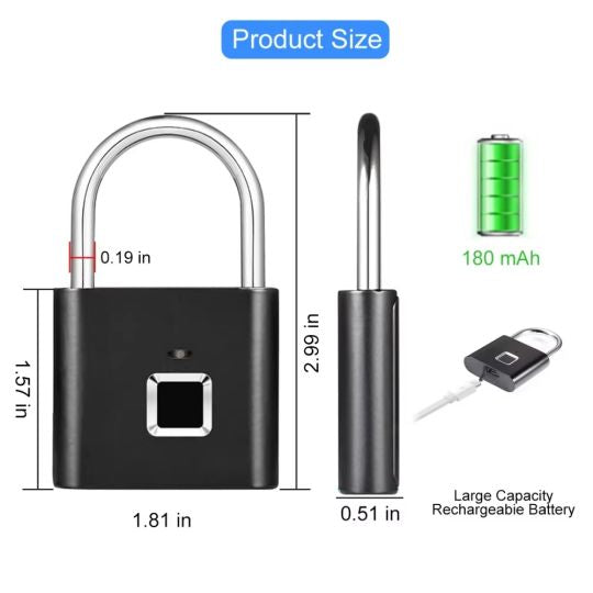 Waterproof Keyless Smart USB Charging Fingerprint Lock