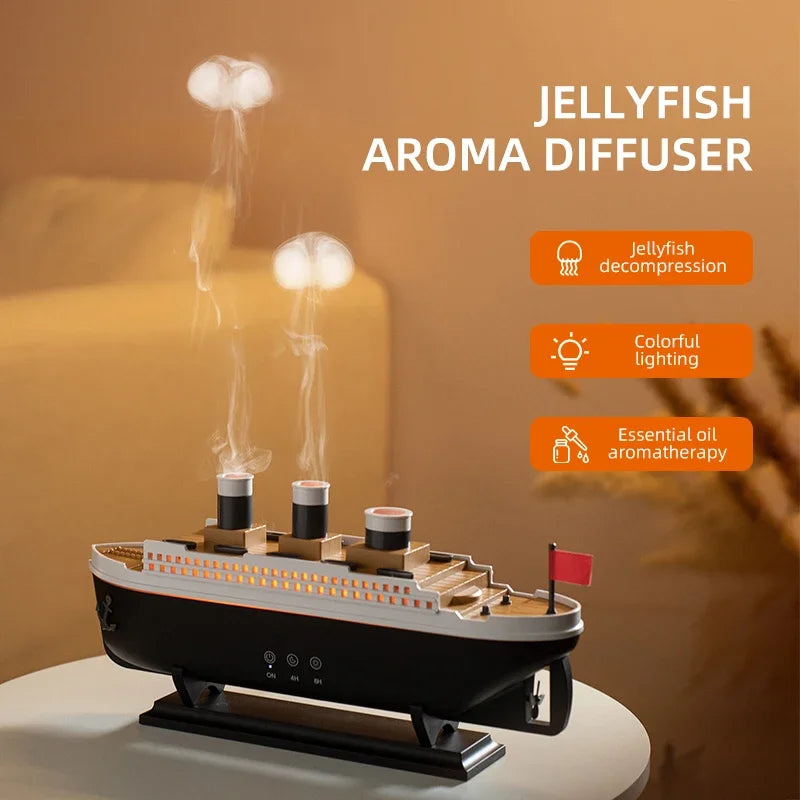 Titanic Ship Model Air Humidifier and Aromatherapy Diffuser Jellyfish Mist Design