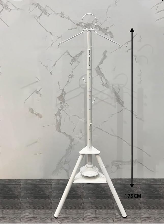 Clothes Incense Burner Stand - 175cm long bakhoor burner stand hanger with cloth hooks and holes for steaming clothes (White)