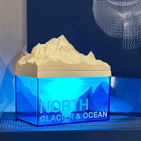 EQURA Decor Glacial Night Light, Rechargeable Bedside Lamp with Soothing White Noise Sound, Portable Ambient Night Light for Adults Bedroom