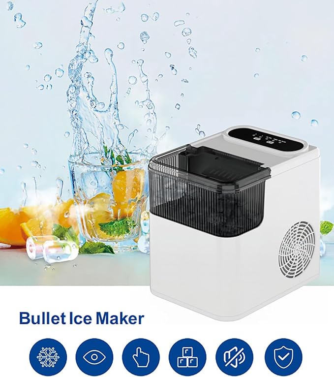 Countertop Ice Maker, One-Click Operation Ice Machine, with Self-Cleaning, 12kg/24H, Removable Ice Basket, for Home,Kitchen,Office, Bar Party