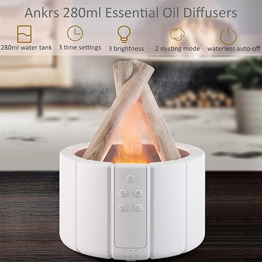 PGT-STORE Oil Diffusers,Aromatherapy Diffuser, Bonfire Flame Style/ Humidifier /Mist Mode, Waterless Auto Off Air Diffuser for Home/ Office/ Room/Minimalist/ Modern 21.6 *16 *15.6 cm/1 PC