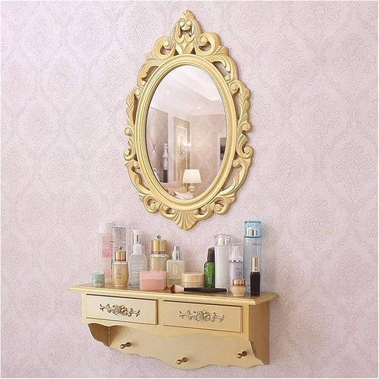 Exquisite dressing table Wall-mounted Dressing Table Mirror Mini Bedroom Bathroom Small Apartment Modern Minimalist Cabinet for Women, Girl