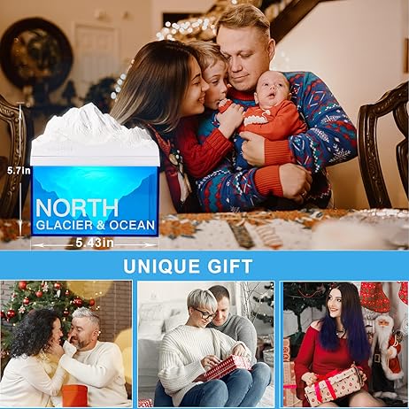 EQURA Decor Glacial Night Light, Rechargeable Bedside Lamp with Soothing White Noise Sound, Portable Ambient Night Light for Adults Bedroom