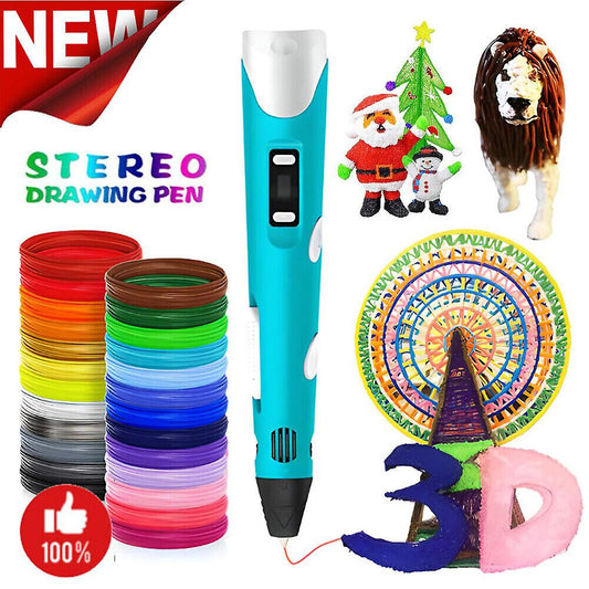 Diy Drawing Pen With Lcd Display 3d Pen With 30 Colors 150 Meter Pla Filament Christmas Birthday Gift