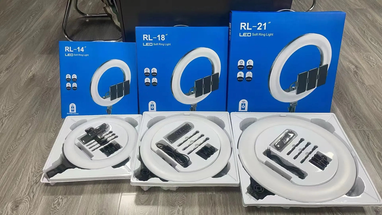 Genuine Super Bright Rl-14 LED Soft Light 3 Color Ring Light With Phone Holder Remote Control for Makeup Studio Portrait Video