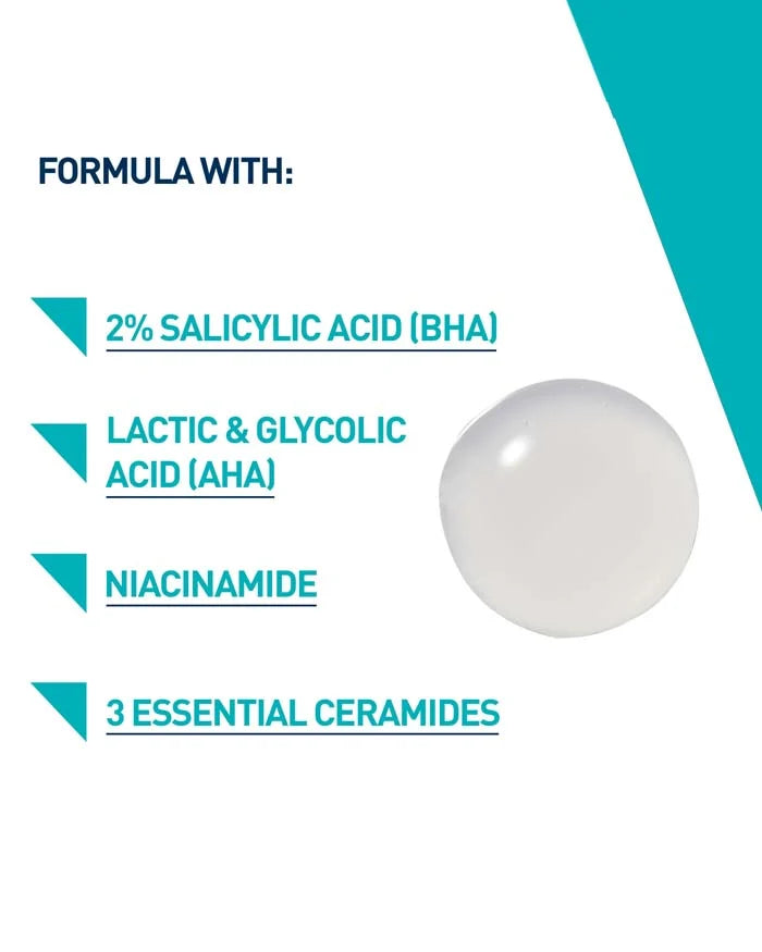 جل CERAVE Blemish Control، مرطب للوجه لعلاج عيوب حب الشباب بحمض الجليكوليك وحمض اللاكتيك AHA وBHA