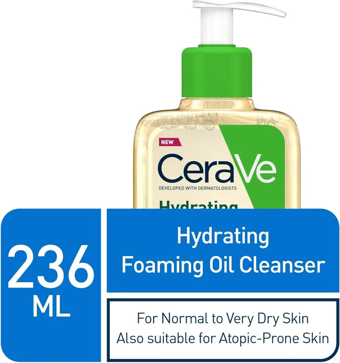 منظف زيتي رغوي مرطب من سيرافي للبشرة العادية إلى الجافة للغاية مع السكوالين والدهون الثلاثية وثلاث سيراميدات أساسية (للوجه والجسم)، شفاف، 236 مل