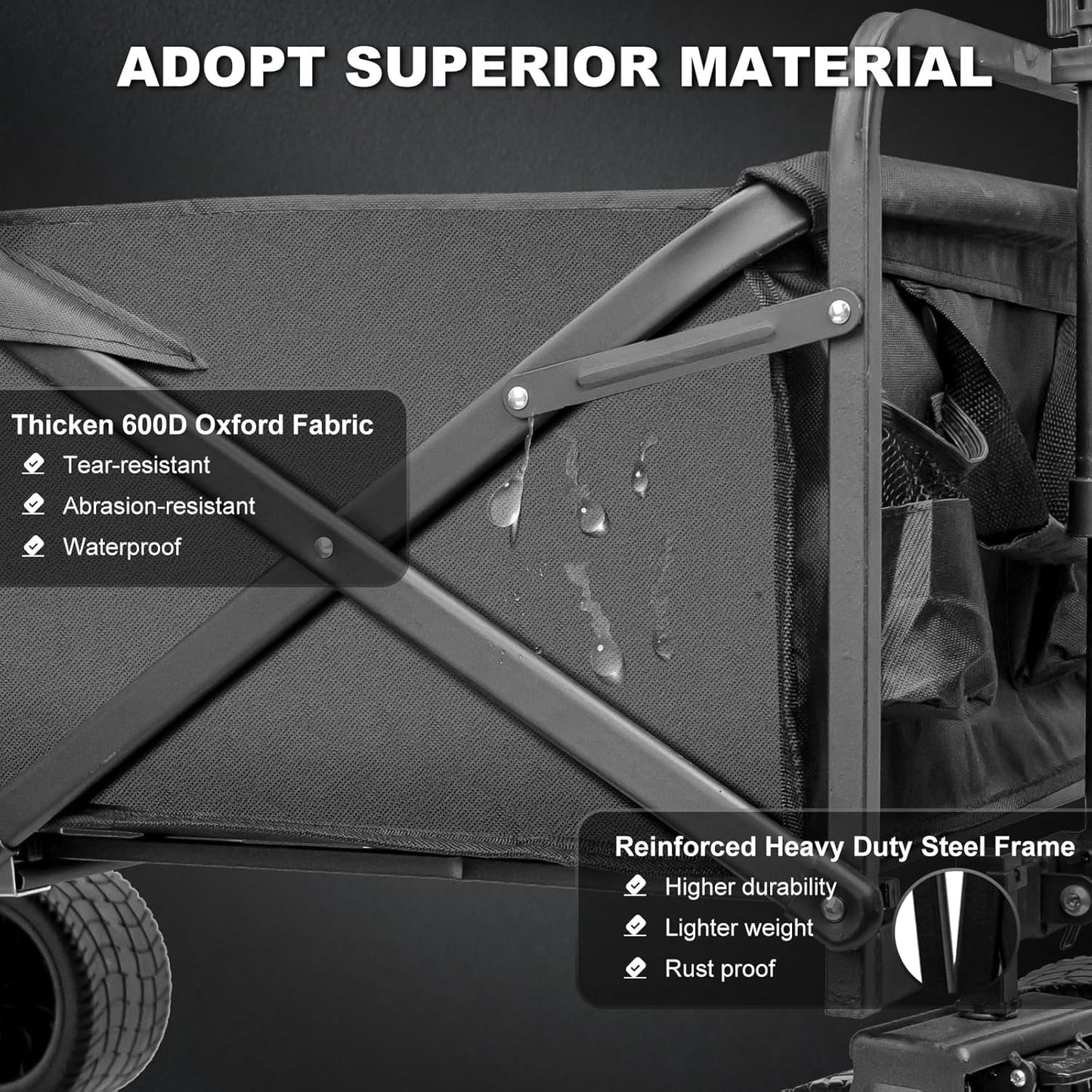 Collapsible Foldable Wagon,Beach Wagon with Big Wheels for Sand