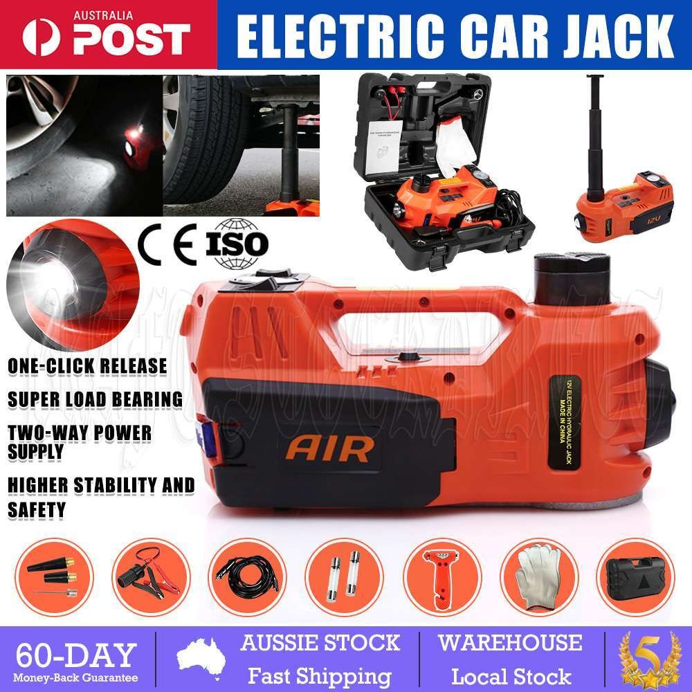 3 in 1 5Ton 12V Car Electric Hydraulic Floor Jack Lift + Impact Wrench Kit Box