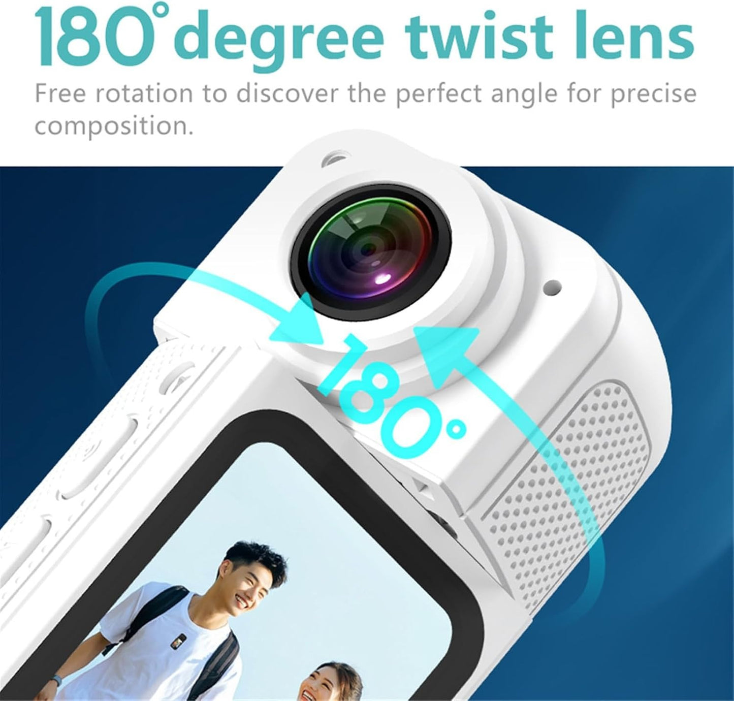 2.7K Action Camera, Rotating Lens:
