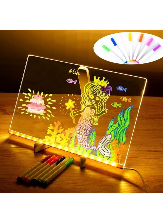 Led Note Board With Colors, Light Up Acrylic Message Board