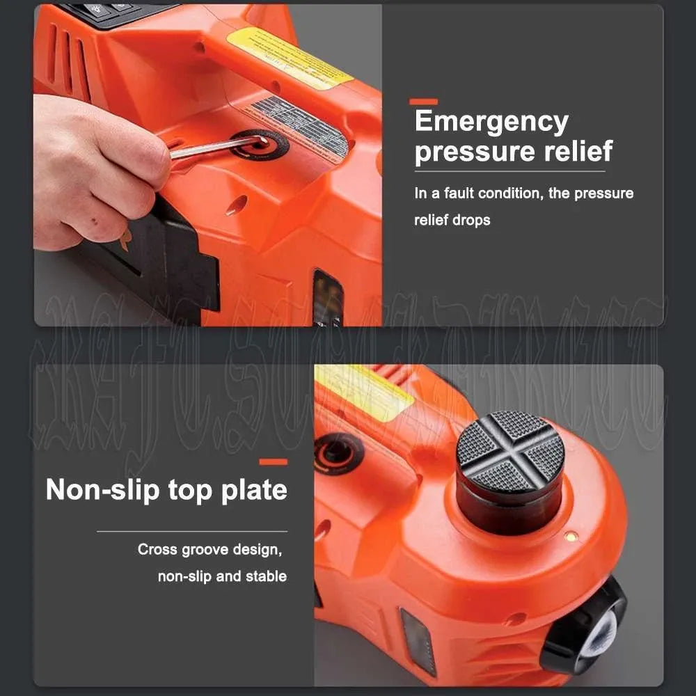 3 in 1 5Ton 12V Car Electric Hydraulic Floor Jack Lift + Impact Wrench Kit Box