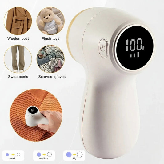 Small and powerful rechargeable fabric shaver with digital display Cordless