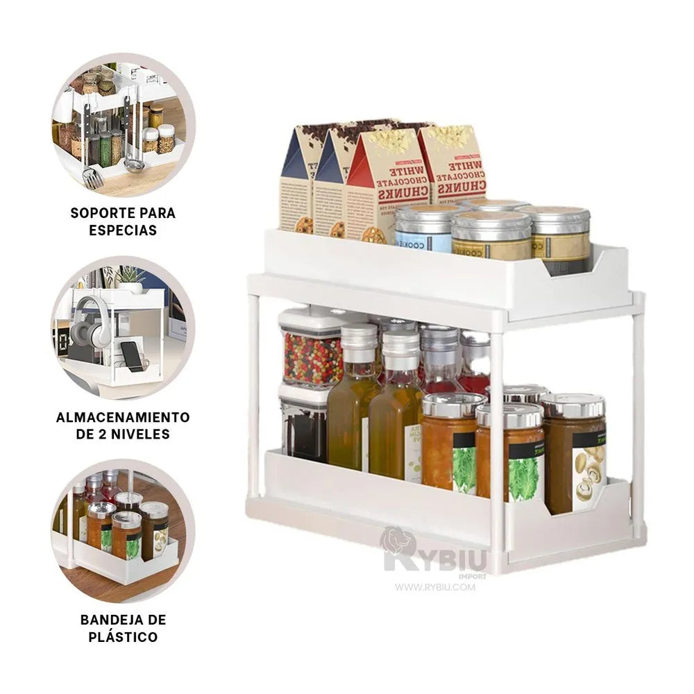 2 Tier Kitchen Shelf Heavy Duty Material White