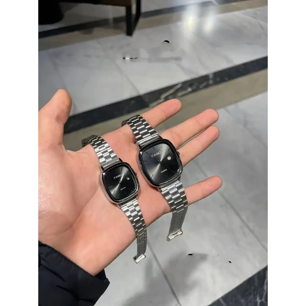 Couple watches with Calendar Stainless Steel Strap