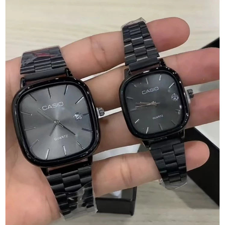 Couple watches with Calendar Stainless Steel Strap