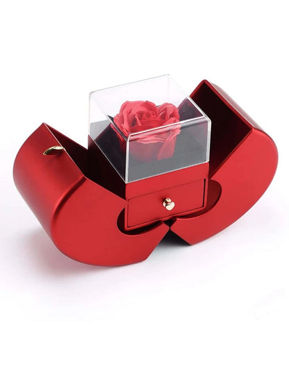 هدايا عيد ميلاد من الورد الحقيقي لصديقتها أو زوجتها في عيد الحب وعيد الأم والكريسماس والذكرى السنوية - هدية وردة محفوظة مع قلادة من الفضة الإسترلينية 