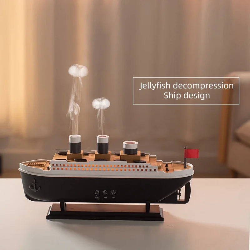 Titanic Ship Model Air Humidifier and Aromatherapy Diffuser Jellyfish Mist Design