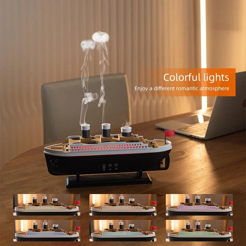 Titanic Ship Model Air Humidifier and Aromatherapy Diffuser Jellyfish Mist Design