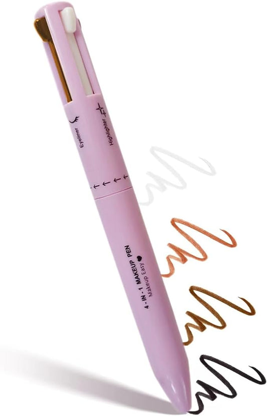 قلم مكياج 4 في 1، قلم تهذيب متعدد الوظائف للسفر، محدد عيون، محدد حواجب، محدد شفاه، وقلم تمييز