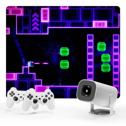 4K Projector with Gaming Console 2 in 1 Gaming Projector 64GB Retro 10000 Classic Game 1080P Portable Smart Projector WiFi 6 BT Compatible With Android iOS TV Box HDMI USB PS4 Game Controller