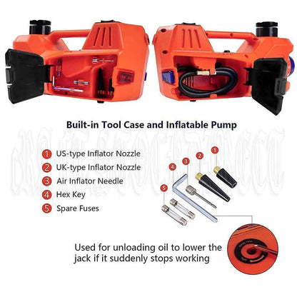 3 in 1 5Ton 12V Car Electric Hydraulic Floor Jack Lift + Impact Wrench Kit Box