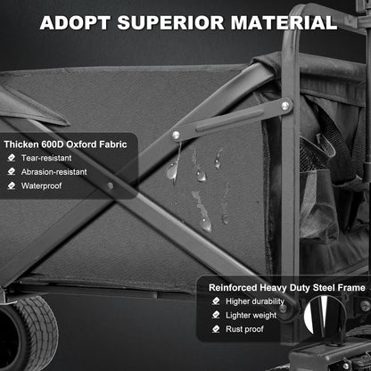 Collapsible Foldable Wagon,Beach Wagon with Big Wheels for Sand