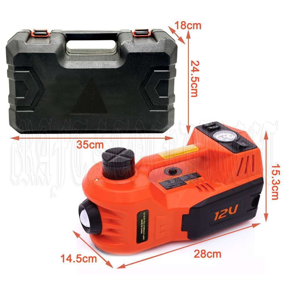 3 in 1 5Ton 12V Car Electric Hydraulic Floor Jack Lift + Impact Wrench Kit Box