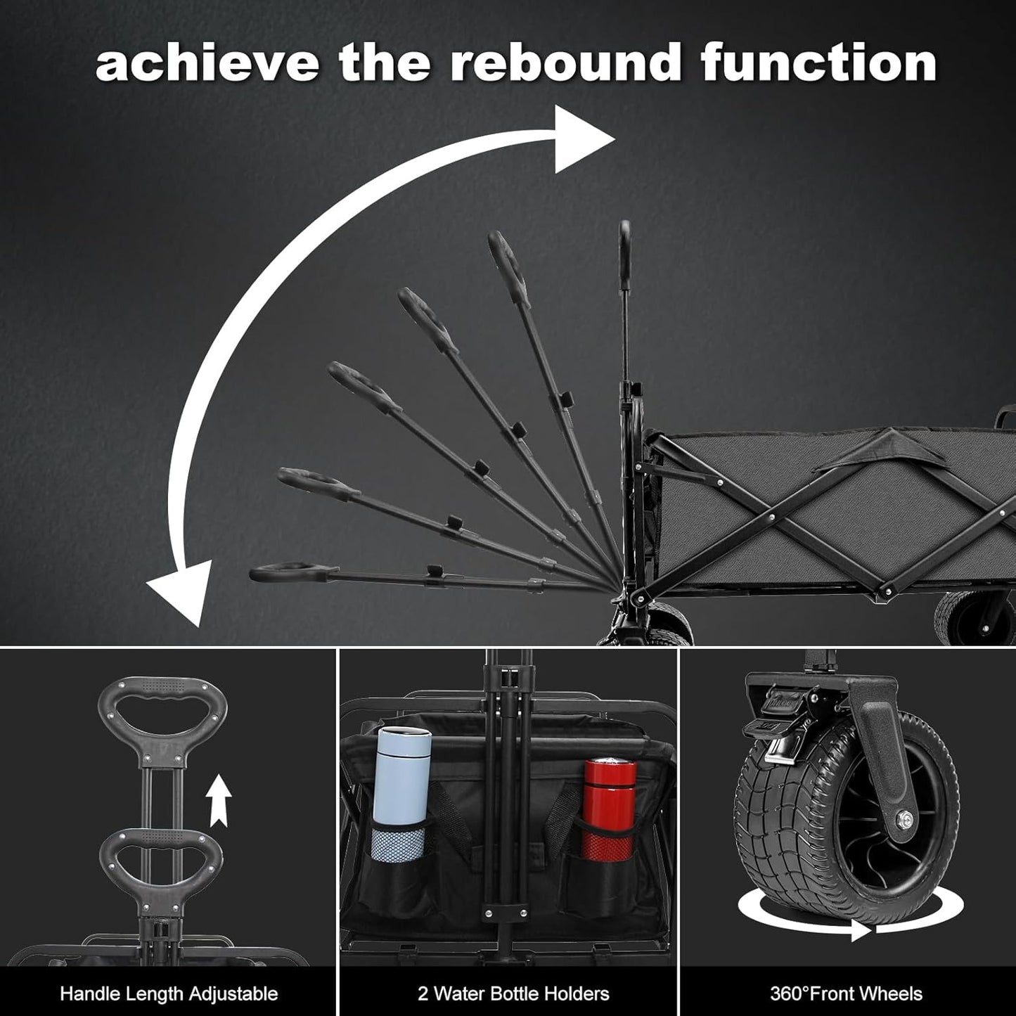 Collapsible Foldable Wagon,Beach Wagon with Big Wheels for Sand