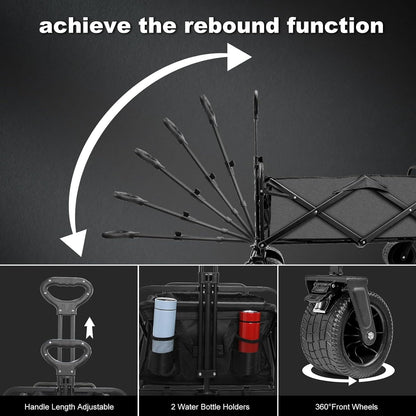 Collapsible Foldable Wagon,Beach Wagon with Big Wheels for Sand