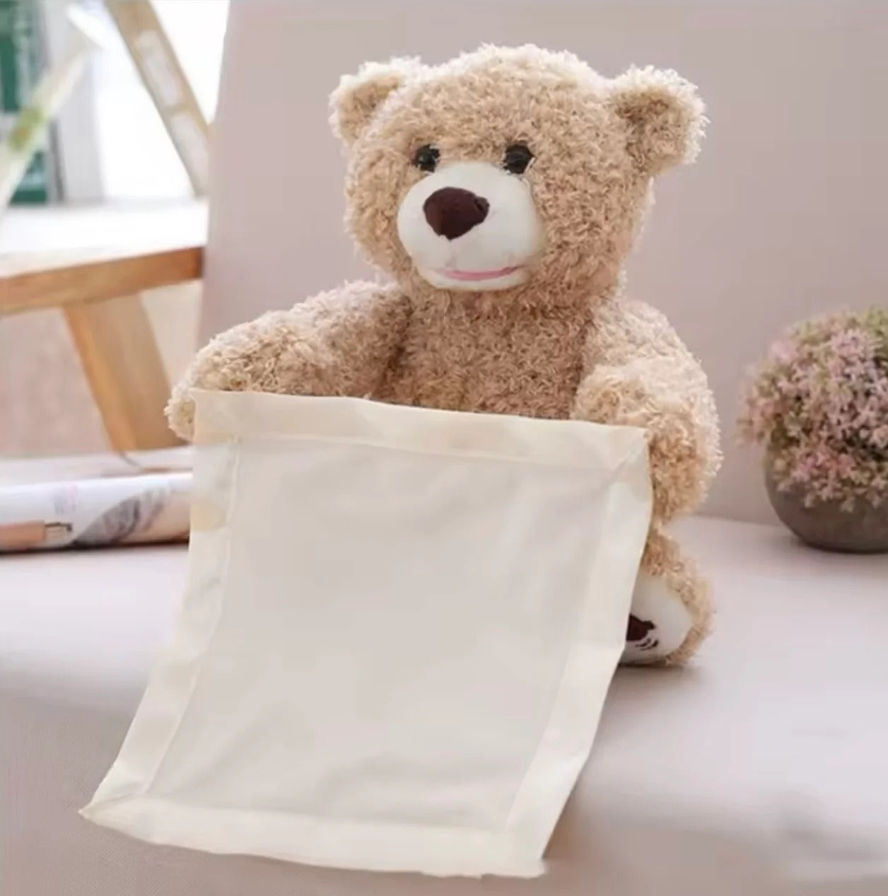 Peek-a-boo Bear Talking Chargeable Shy Face Teddy Bear