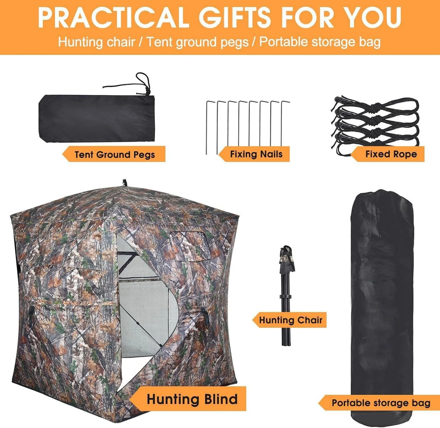 مركز صيد مخفي قابل للحمل من 2 إلى 3 أشخاص بزاوية 270 درجة، قابل للرؤية من خلال الأرض المموهة، منبثق 