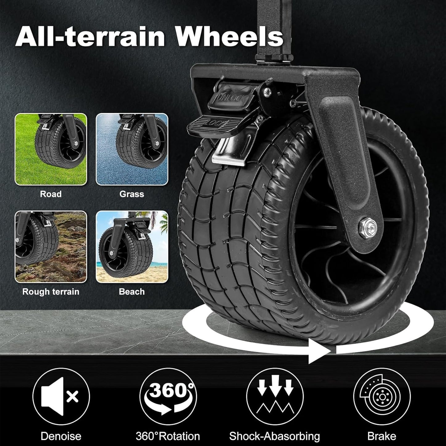 Collapsible Foldable Wagon,Beach Wagon with Big Wheels for Sand