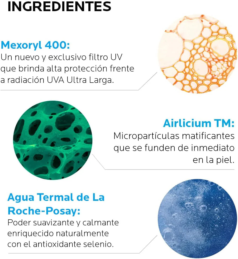 لا روش بوساي أنثيليوس دراي تاتش جل كريم مضاد لللمعان بعامل حماية من الشمس 50+ 50 مل