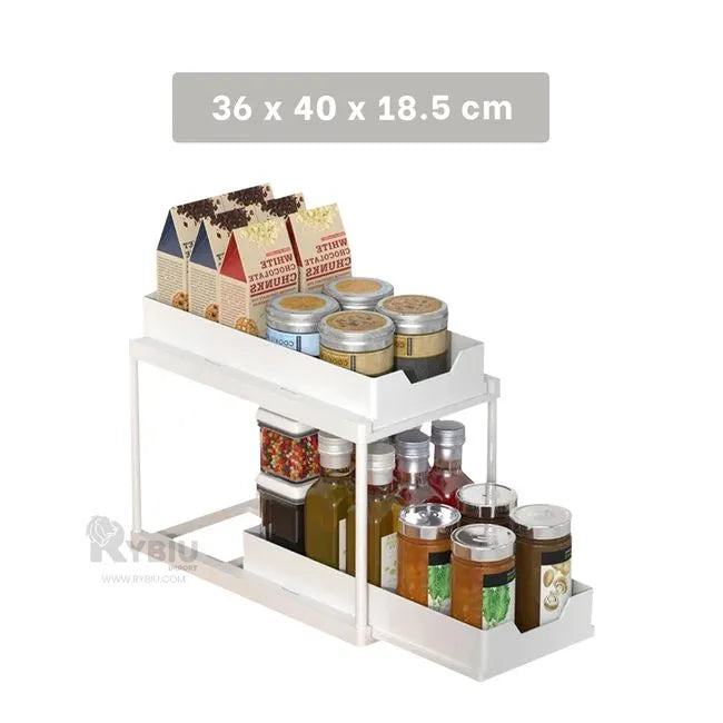 2 Tier Kitchen Shelf Heavy Duty Material White