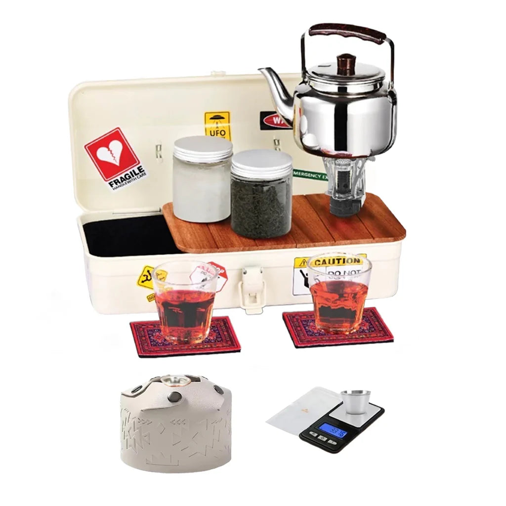 Outdoor Camping Tea Set with Stainless Steel Storage Box